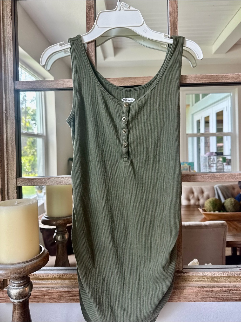 Old Navy Maternity Olive Ribbed Henley Tank